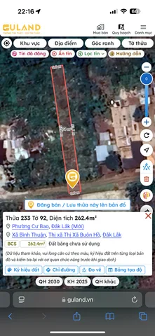 Bán đất 262.4m² giá 260 triệu Phường Cư Bao