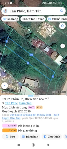 Bán đất 652m² có sẵn 60m² thổ cư ngang 10m giá 1.2 tỷ tại Xã Tân Minh
