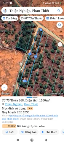 Bán đất 1500m² ngang 10m giá 1.7 tỷ Phường Mũi Né