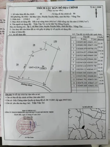 Bán đất 13709.2m² giá 13.7 tỷ Xã Bàu Lâm