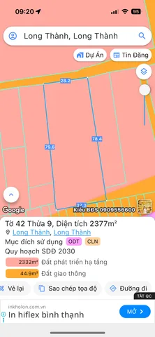 Bán đất 2387.7m² ngang 28m giá 6.5 tỷ Xã Long Thành