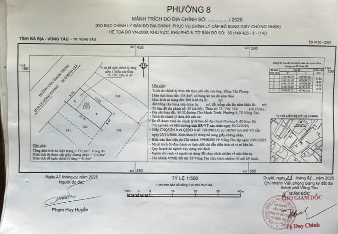 🏡 BÁN NHÀ CẤP 4 MẶT TIỀN CHU MẠNH TRINH, P.8, TP. VŨNG TÀU – 162M² – GIÁ 15 TỶ