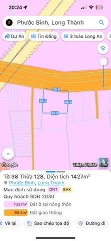 Bán đất 2435.4m² ngang 40m giá 23 tỷ Xã Phước Thái