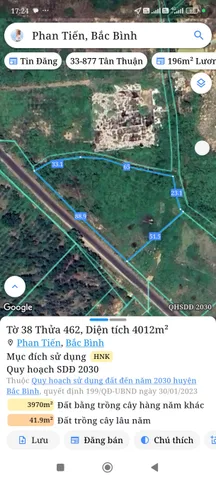 Bán đất 4030m² ngang 88m giá 1.58 tỷ Xã Sông Lũy