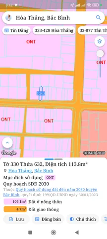 Bán đất 113,8m² ngang 4,9m giá 1.02 tỷ Xã Hòa Thắng