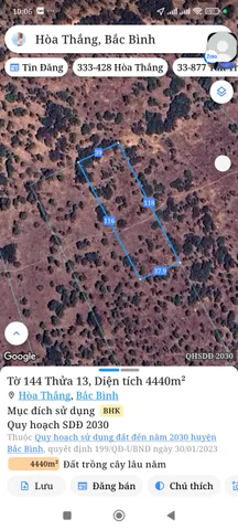 Bán đất 4440m² Xã Hòa Thắng