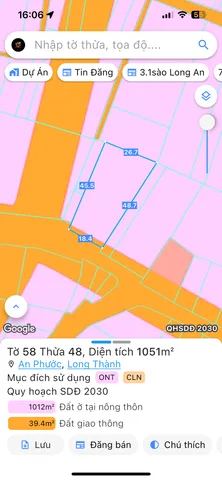 Bán nhà 1051.1m² có sẵn 189m² thổ cư ngang 18m giá 25 tỷ tại Xã An Phước