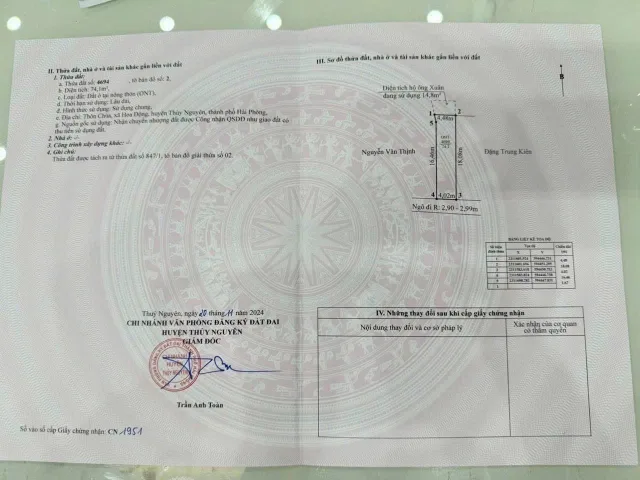 Bán74.1 m Hoa Động +14.8 m lưu ko tổng 90 m . Gần ngay Dojji và Hoàng Huy.L/h: 076.231.9990 e Thuý