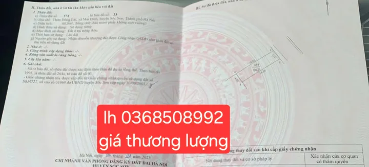 Bán đất 60m² full thổ cư ngang 4m giá 4.55 tỷ tại Xã Sóc Sơn