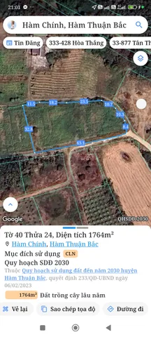 Bán đất 1764m² ngang 63m giá 580 triệu Xã Hàm Liêm