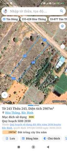 Bán đất 2907m² ngang 27,5m giá 6.4 tỷ Xã Hòa Thắng