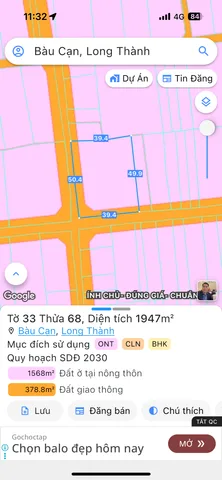 Bán đất 1946.5m² ngang 39m giá 13 tỷ Xã Long Phước
