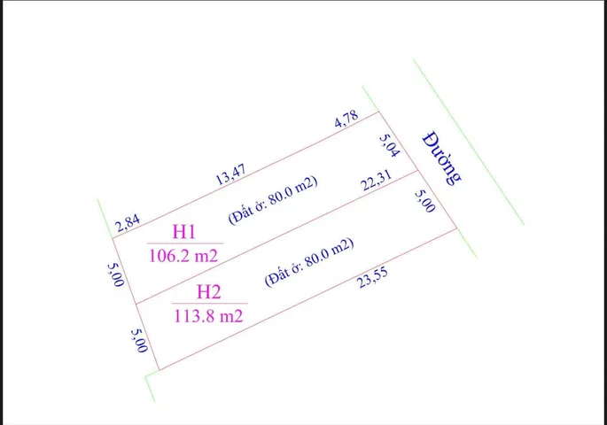 Bán đất 106m² ngang 6m giá 1.65 tỷ Phường Xuân Hòa
