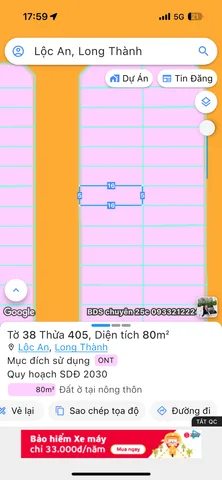 Bán đất 80m² ngang 5m giá 2.55 tỷ Xã Long Thành