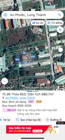 Bán đất 585.8m² ngang 20m giá 3.6 tỷ Xã An Phước