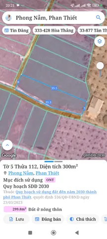 Bán đất 300m² ngang 8m giá 1.1 tỷ Phường Bình Thuận