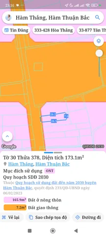 Bán đất 173m² ngang 6m giá 3.2 tỷ tại Phường Hàm Thắng