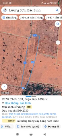 Bán đất 8598,6m² giá 515 triệu Xã Hòa Thắng