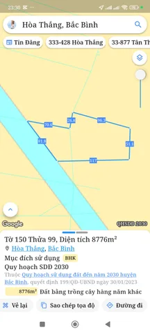 Bán đất 8775,7m² ngang 81m giá 3.5 tỷ Xã Hòa Thắng