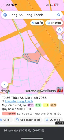 Bán đất 7988.2m² ngang 33m giá 70 tỷ Xã Long Thành