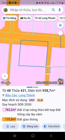Bán đất 958,7m² ngang 32m giá 7.5 tỷ Xã Long Phước