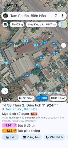 Bán đất 17058.8m² ngang 141m giá 300tỷ Phường Tam Phước