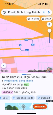 Bán đất 6000m² ngang 83m giá 17 tỷ Xã Phước Thái