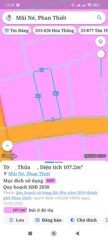 Bán đất 107,2m² ngang 6m giá 2.3 tỷ Phường Mũi Né