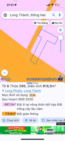 Bán đất 1100m² ngang 18m giá 40 tỷ Xã Long Phước