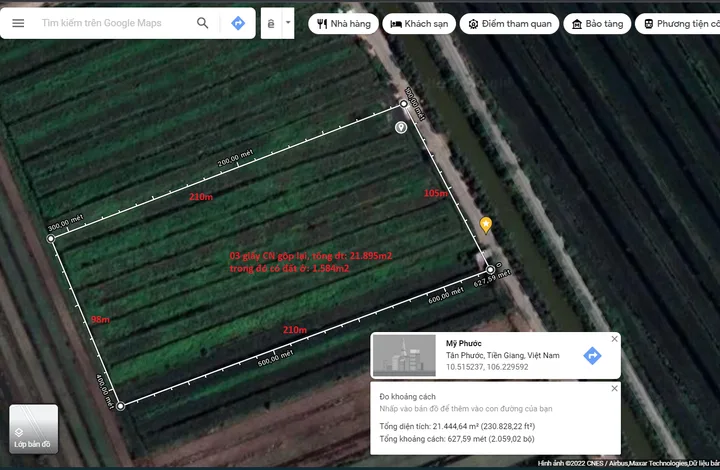 Bán gấp ĐẤT Ở + đất NN - KP5, thị trấn Mỹ Phước, Tân Phước, Tiền Giang.