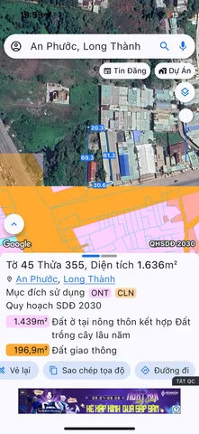 Bán đất 1636m² ngang 30m giá 16 tỷ Xã An Phước