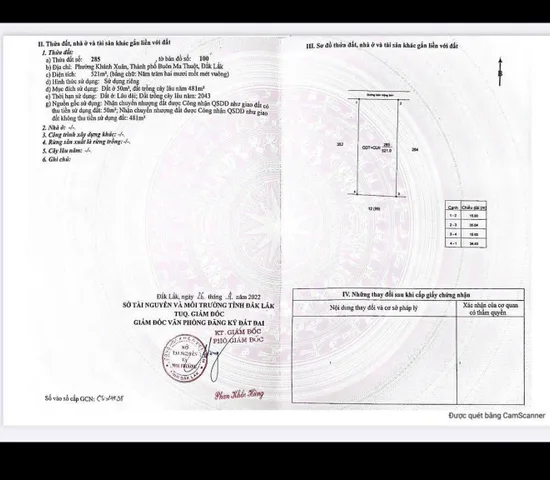 Bán đất 521m² giá 1.96 tỷ Phường Thành Nhất