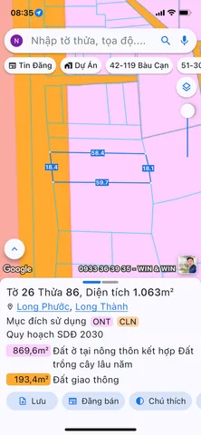 Bán đất 1062.7m² giá 13 tỷ Xã Long Phước