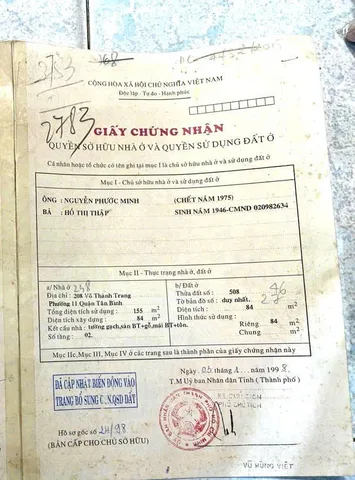 Bán Nhà Mặt Tiền 238 Võ Thành Trang, Phường 11, Quận Tân Bình