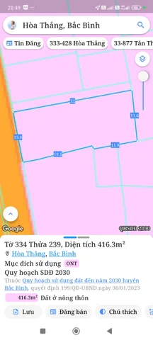 Bán đất 491m² có sẵn 300m² thổ cư ngang 16m giá 5.89 tỷ tại Xã Hòa Thắng
