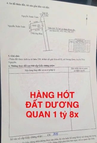 25/10/2025.Bán đất 50m² ngang 5,12m giá 1.82 tỷ Phường Thủy Nguyên( Dương Quan). liên hệ 0362558882