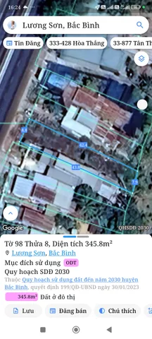 Bán đất 345,8m² ngang 8m giá 1.6 tỷ Xã Lương Sơn
