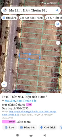Bán đất 100m² full thổ cư ngang 5m giá 920 triệu tại Xã Hàm Thuận
