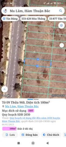 Bán đất 100m² full thổ cư ngang 5m giá 950 triệu tại Xã Hàm Thuận