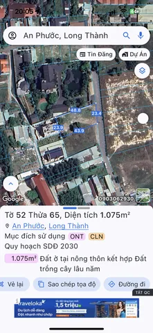 Bán đất 1068.8m² ngang 23.4m giá 11 tỷ Xã An Phước