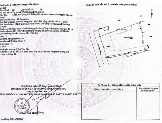 Bán đất 1737.9m² ngang 27m giá 8 tỷ Phường Tây Nam mặt tiền DH609.