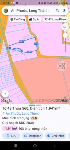 Bán đất 1941.4m² ngang 12m giá 9 tỷ Xã An Phước