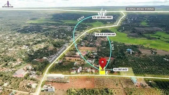 Bán đất 886.5m² ngang 20m giá 1.58 tỷ Xã Cư M’gar