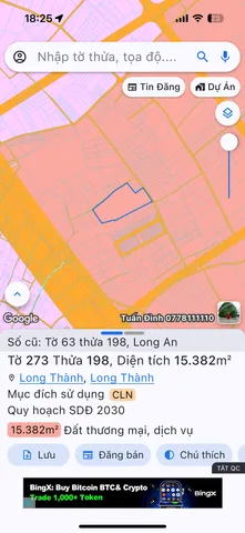 Bán đất 15381.6m² ngang 60m giá 53.83 tỷ Xã Long Thành