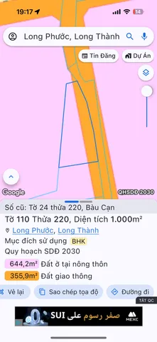 Bán đất 1000.1m² ngang 24m giá 4 tỷ Xã Long Phước