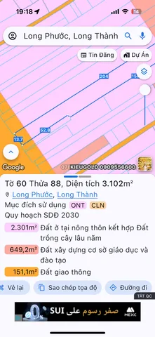 Bán đất 3101.5m² ngang 13m giá 26 tỷ Xã Long Phước