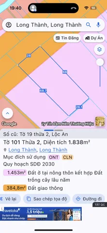 Bán đất 1868.1m² ngang 28m giá 48 tỷ Xã Long Thành