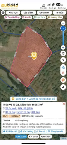 Bán đất 4895.3m² giá 590 triệu Xã Ea Knốp