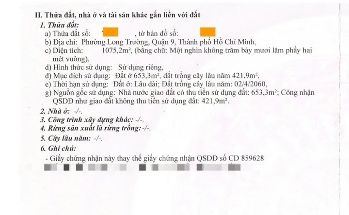 BÁN ĐẤT HẺM 255 VÕ VĂN HÁT P. LONG TRƯỜNG, Quận 9 👉Có 653m² thổ cư Đường dự phóng 60M. Tlcc 0903034123 C. Thảo