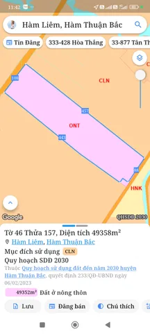 Bán đất 49658,4m² giá 16 tỷ Xã Hàm Liêm